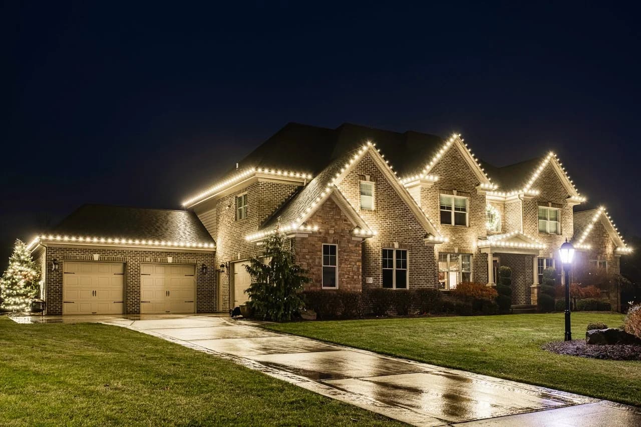 Window & gable outlines — refined, architectural lighting.
